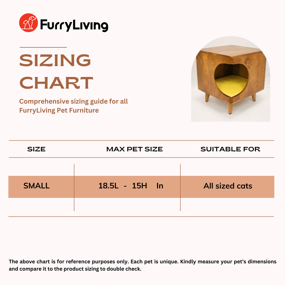 FurryLiving Wally Side Table with Cushion for Small Dogs and Cats (Honey/Yellow Cushion) image 7