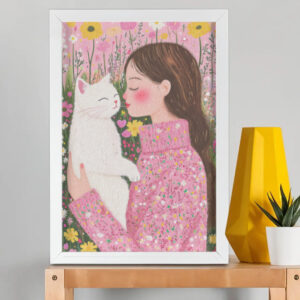 EverythingBoho Cat Mom Wall Art (White)