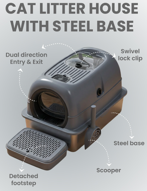 Skatrs Stainless Steel Litter Tray for Cats image 4