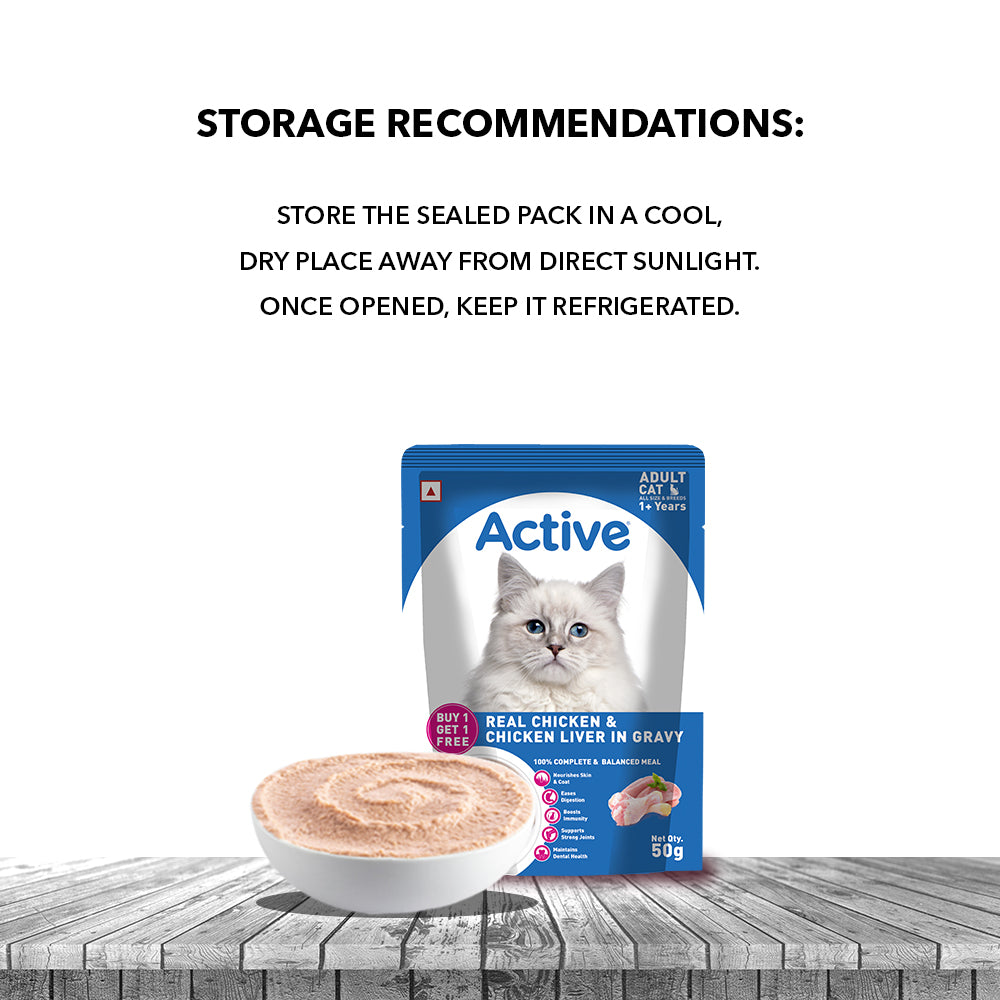 Active Real Chicken & Chicken Liver in Gravy Adult Cat Wet Food ( Buy 1 Get 1) image 5