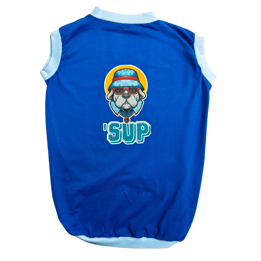 Cheeku SUP Graphic Cotton T Shirt for Dogs and Cats (Blue) image 2
