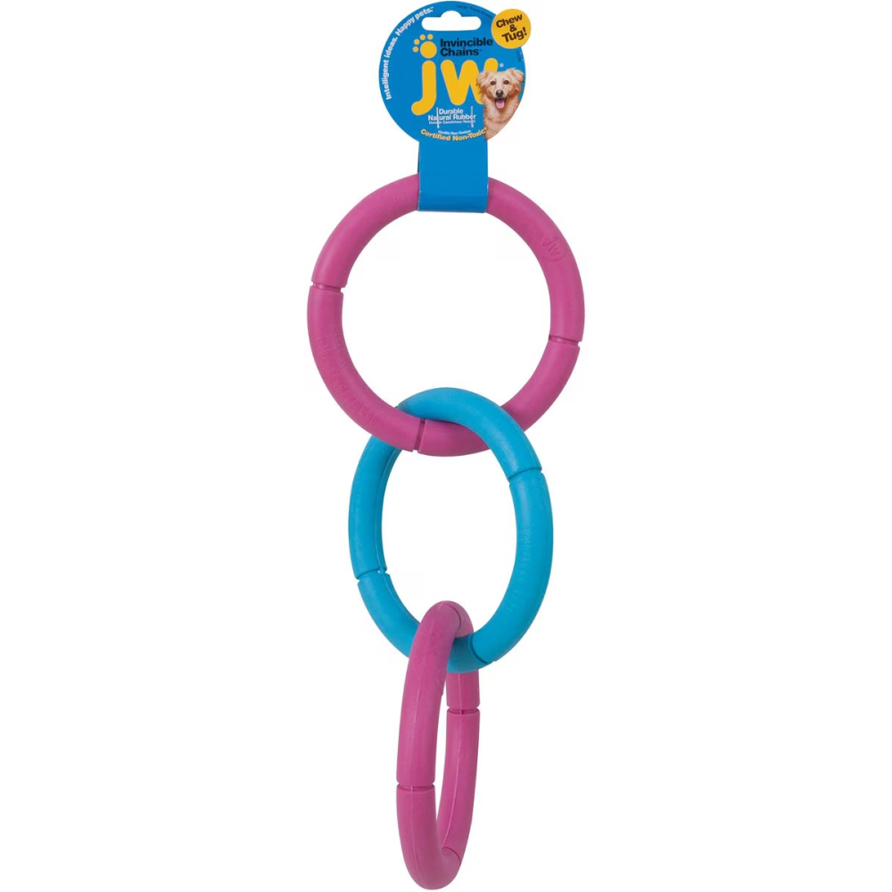 JW Invincible Chains Triple Toy for Dogs (Blue/Pink) image 3