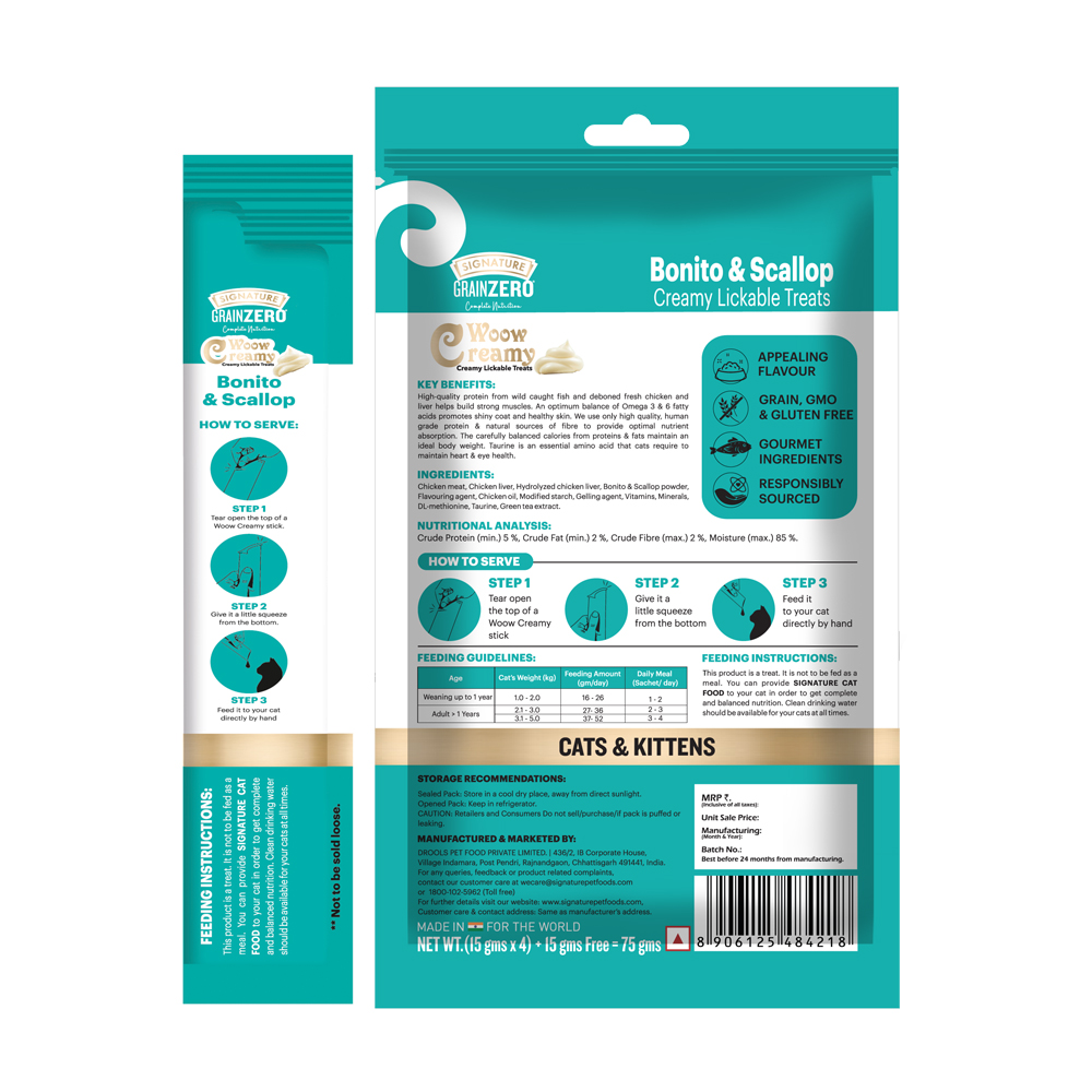 Signature Grain Zero Crab and Bonito & Scallop Lickable Creamy Treats for Cats Combo image 5