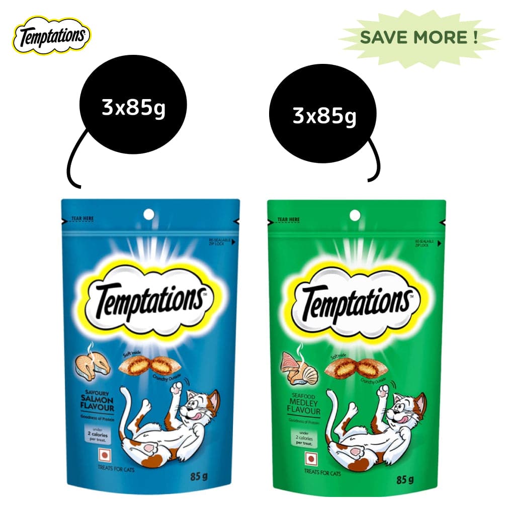 Temptations Seafood Medley and Savoury Salmon Flavour Cat Treats Combo image 10