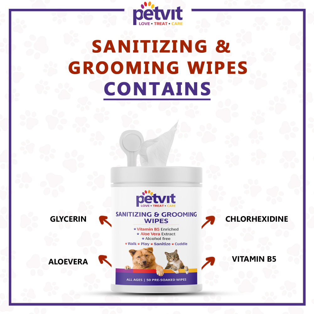 Petvit Sanitizing & Grooming Wipes for Dogs and Cats image 4
