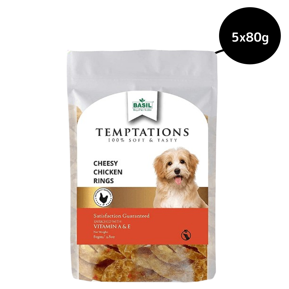 Basil Temptations Cheesy Chicken Rings Dog Treat image 3