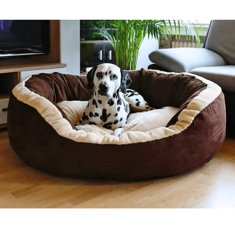 Fluffy's Luxurious Polyester Filled Soft Dual Colour Bed for Dogs and Cats (Brown) image 2