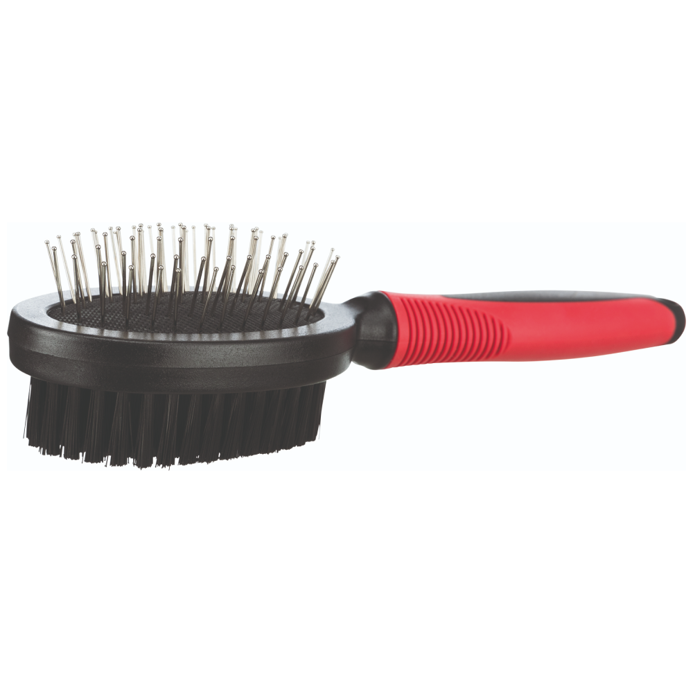 Trixie Double Sided Pin and Bristle Brush for Dogs (Black/Red) image 3