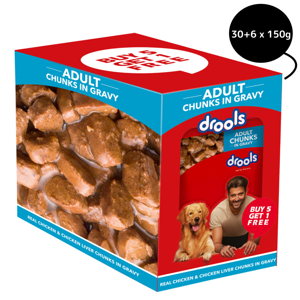 Drools Real Chicken & Chicken Liver Chunks in Gravy Adult Dog Wet Food image 10