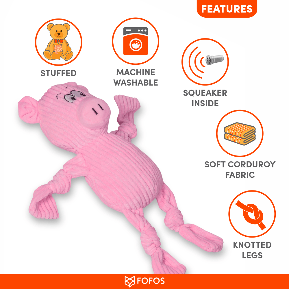 Barkbutler x Fofos Fluffy Pig Pink Plush Toy for Dogs (Pink) image 7