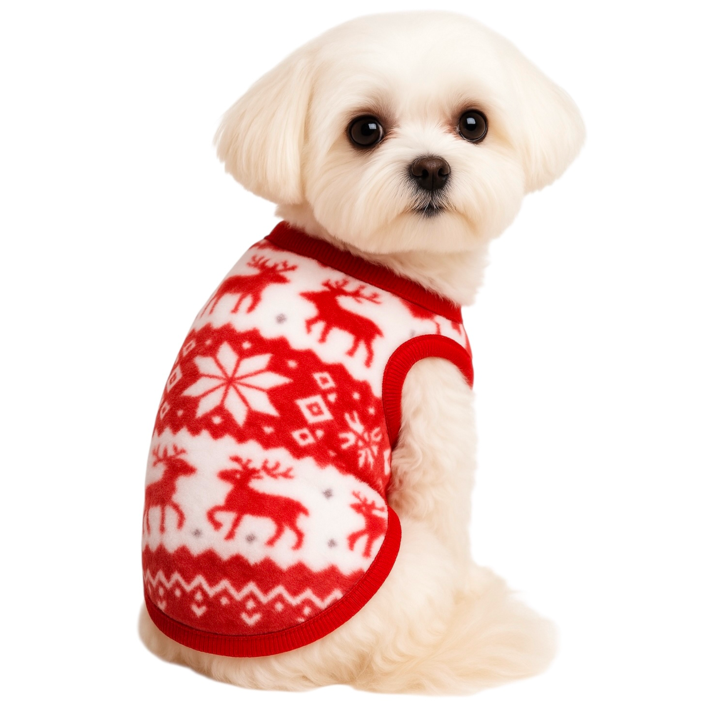 KUTKUT Cute Reindeer Soft Flannel Fleece Shirt for Small Dogs & Cats