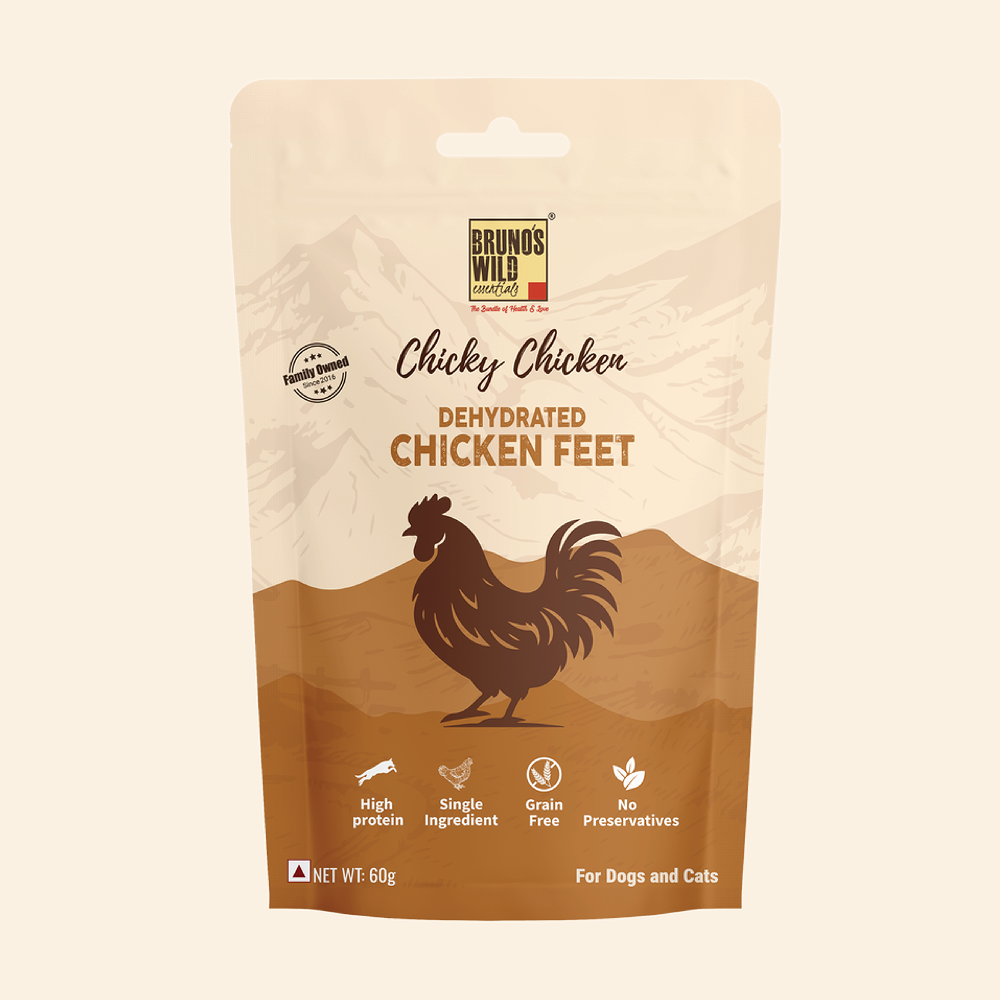 Bruno's Wild Essentials Chicky Chicken Feet Dehydrated Dog Treats
