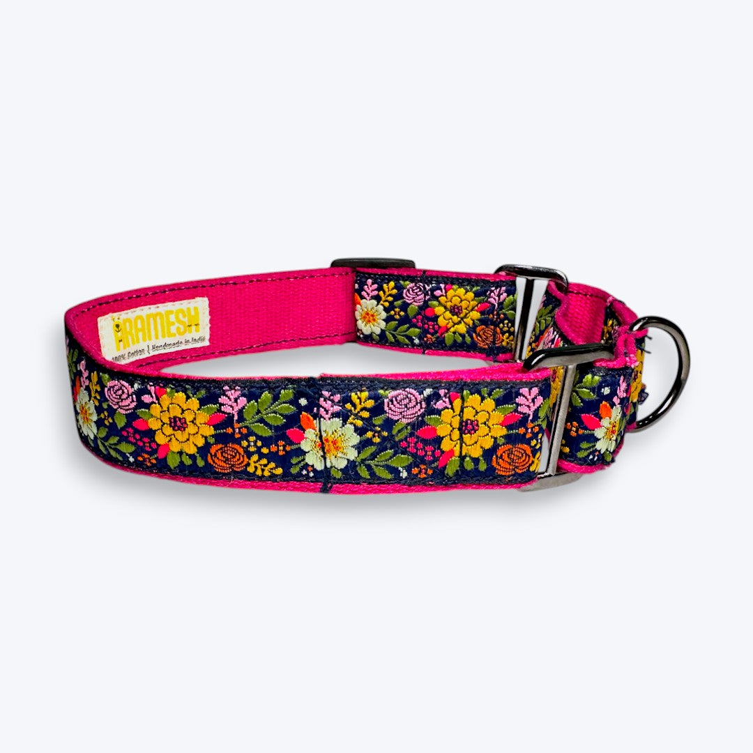 Aramesh Coastal Bloom Martingale Collar for Dogs (Pink and Navy Blue) image 3