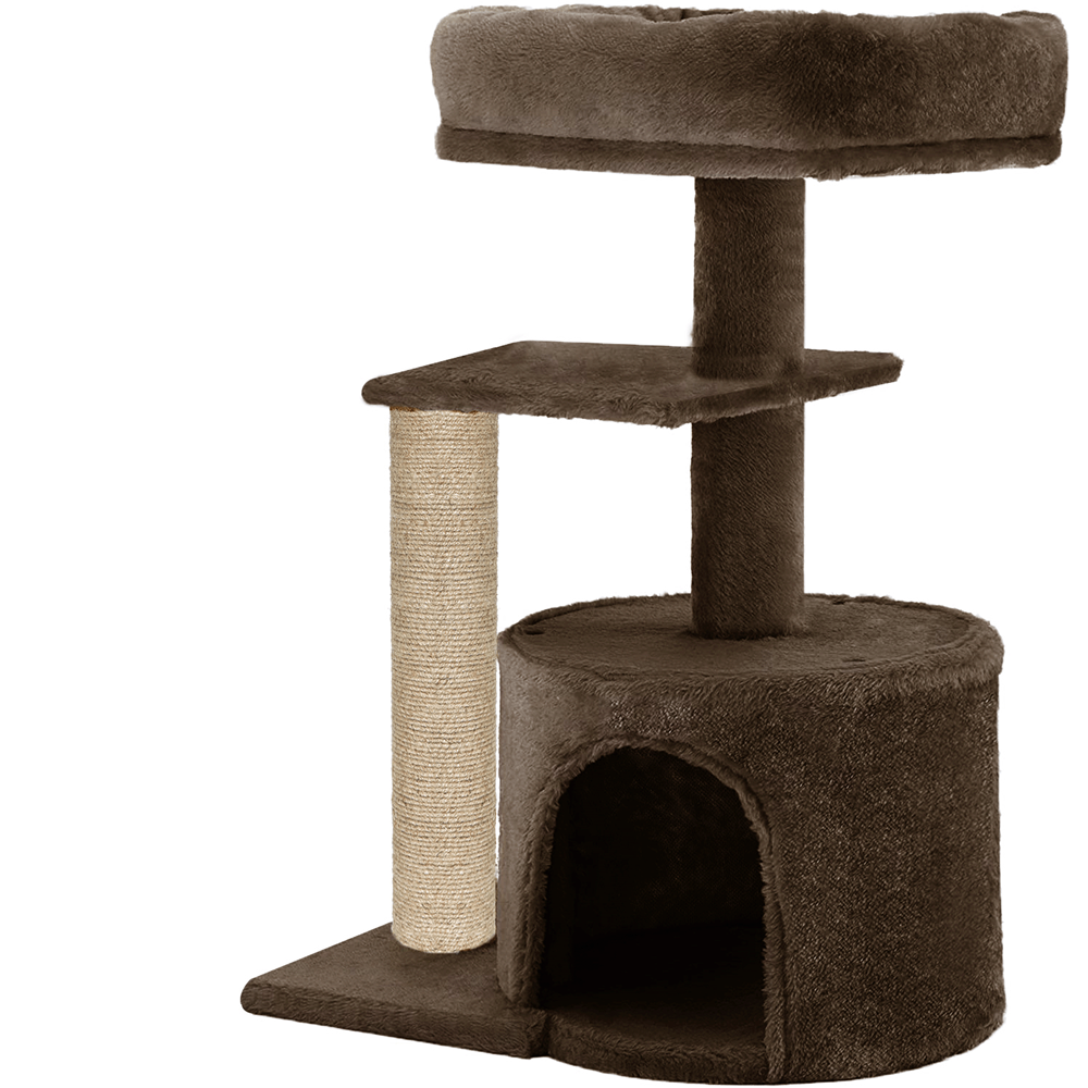 Furrlovers Multilevel Tree with Jute Rope Scratching Post and Fur Fabric Condo for Cats (Brown)
