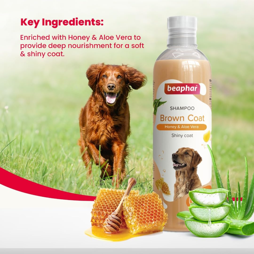 Beaphar Honey & Aloe Vera Herbal Brown Coat Dog Shampoo image 2
