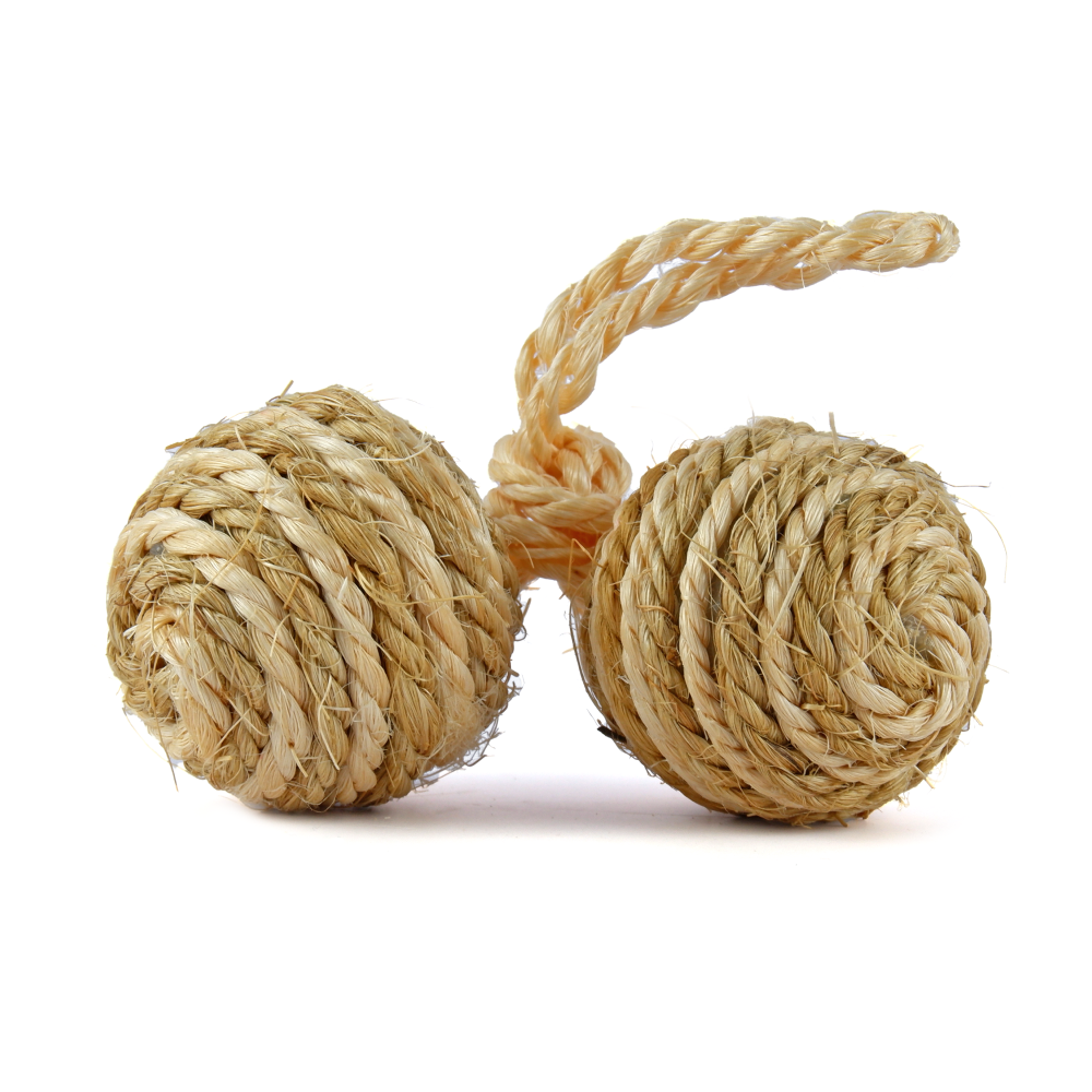 Trixie 2 Sisal Balls on a Rope with Bell Toy for Cats (Brown) image 4