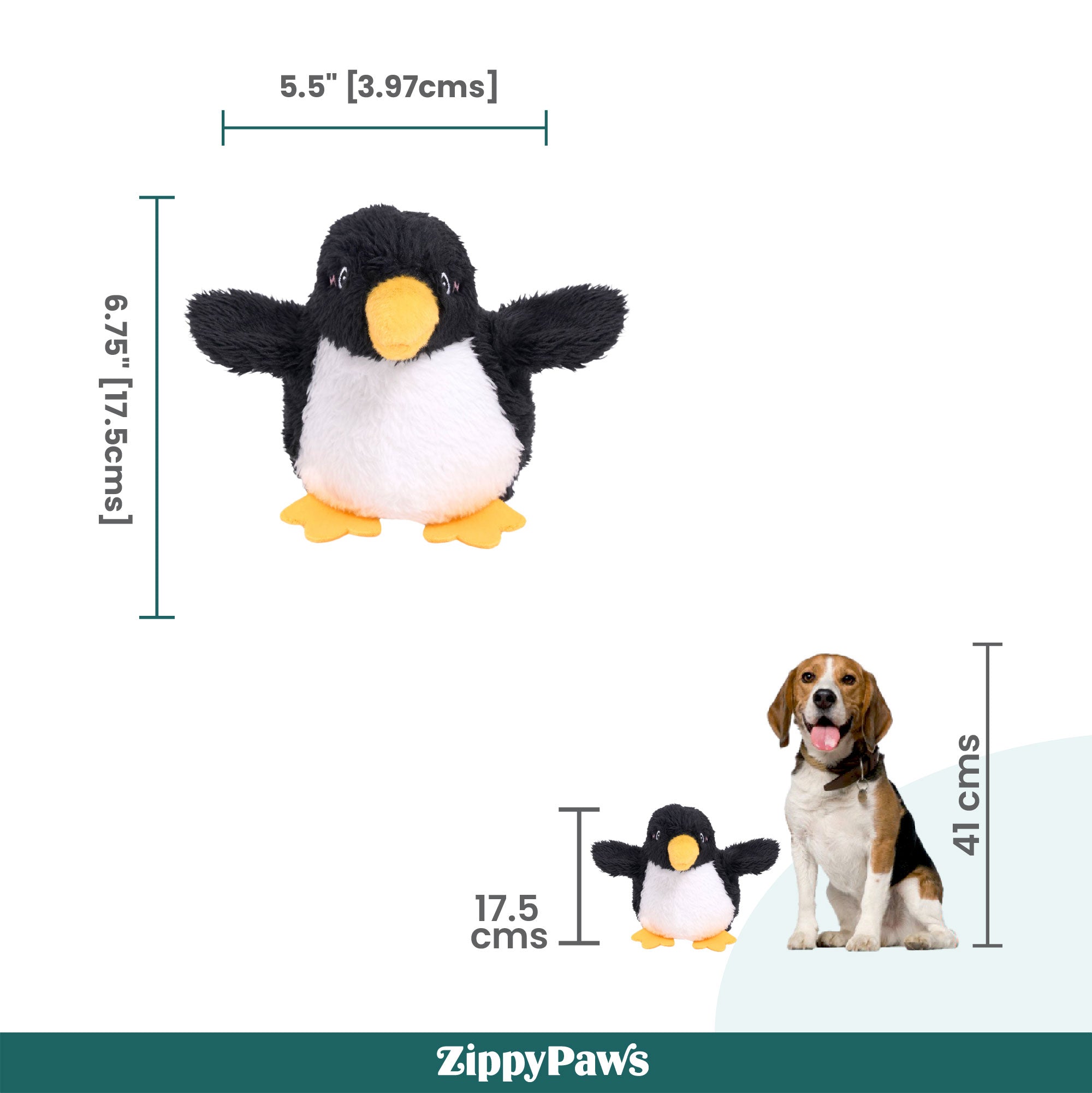 Zippy Paws ZippyTuff 2 in 1 Birdiez Penguin Plush Toy for Dogs image 5