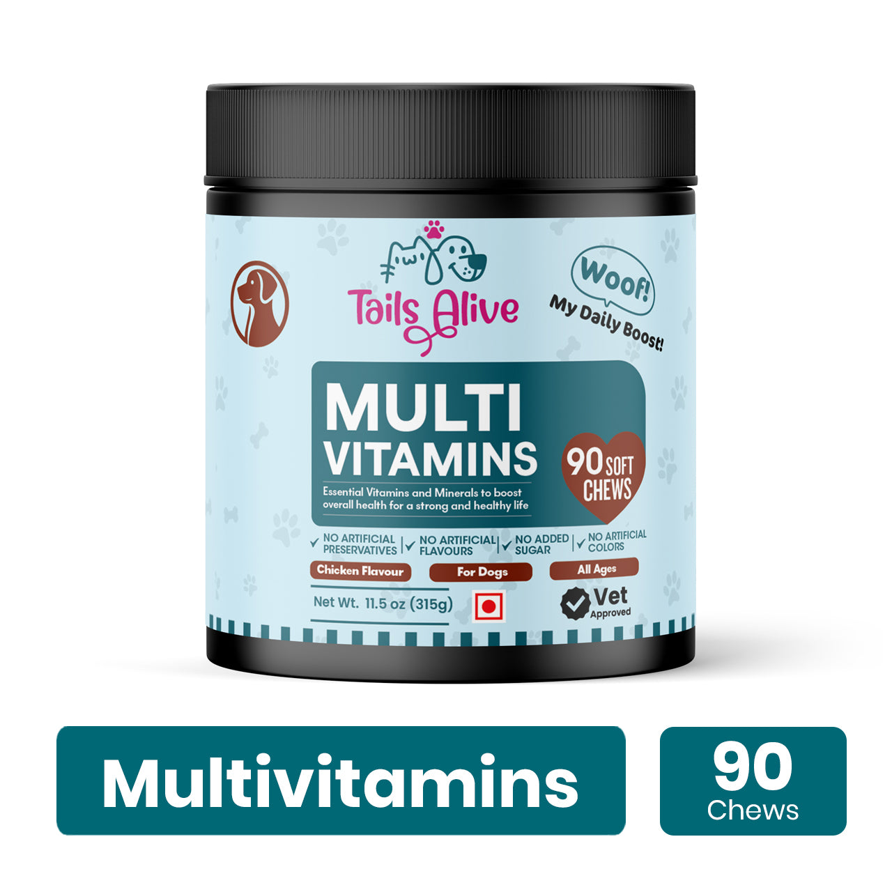 TailsAlive Chicken Flavour Multivitamin Soft Chews Supplement for Dogs