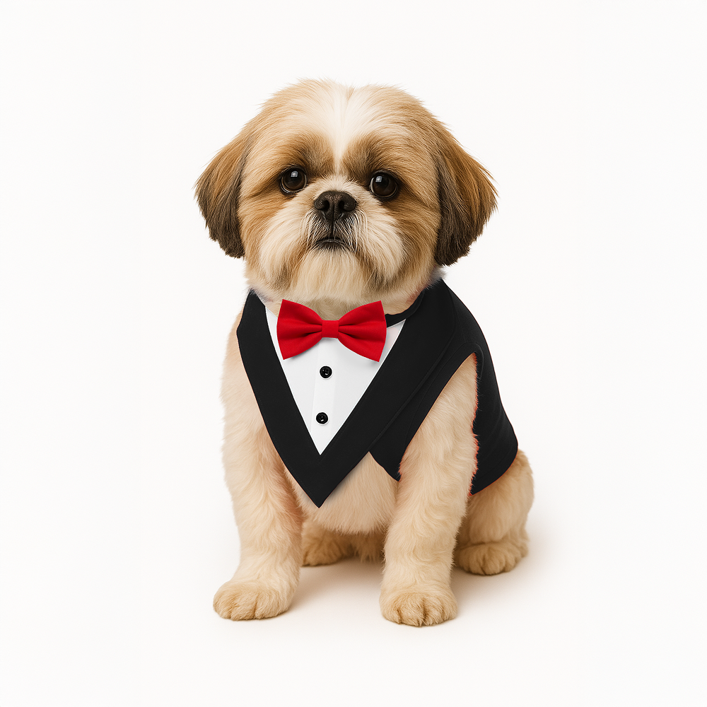 PawsIndia Black and White Tuxedo Suit for Dogs
