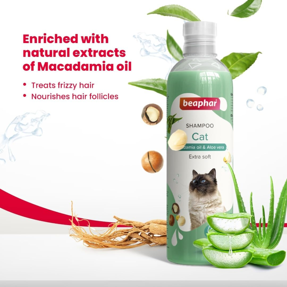 Beaphar Macadamia Oil & Aloe Vera Dryness & Itch Relief Shampoo for Cats image 3