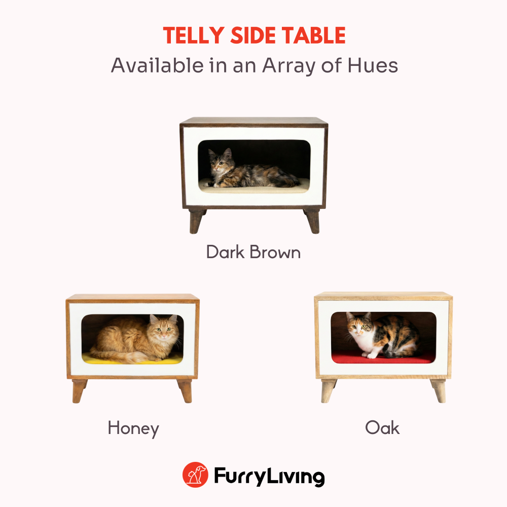 FurryLiving Telly Side Table with Cushion for Small Dogs and Cats (Dark Brown/Cream Cushion) image 6