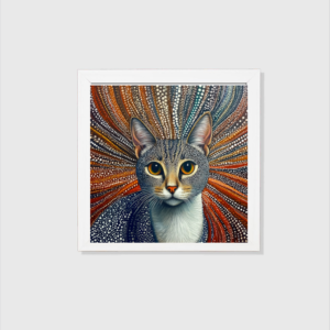 EverythingBoho Kusama Cat Wall Art (White)