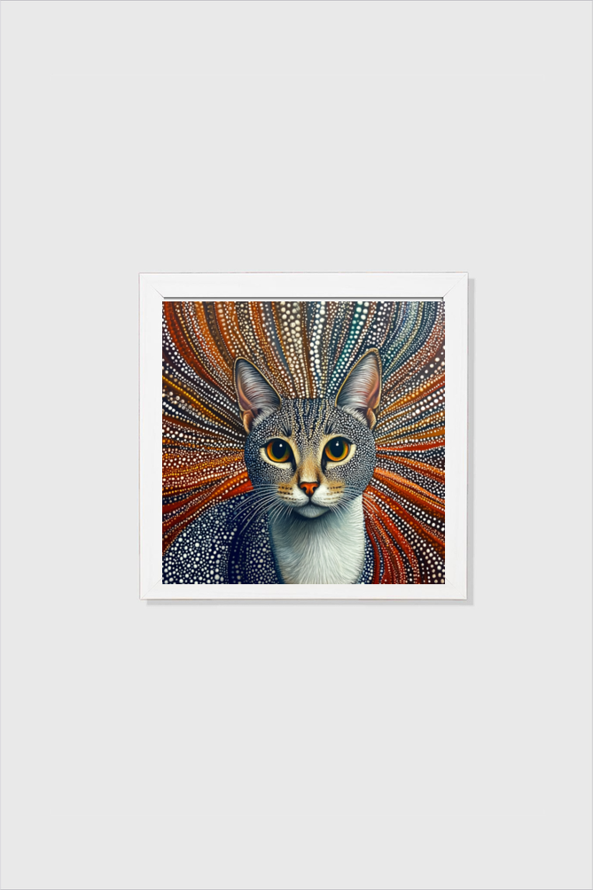 EverythingBoho Kusama Cat Wall Art (White) image 1