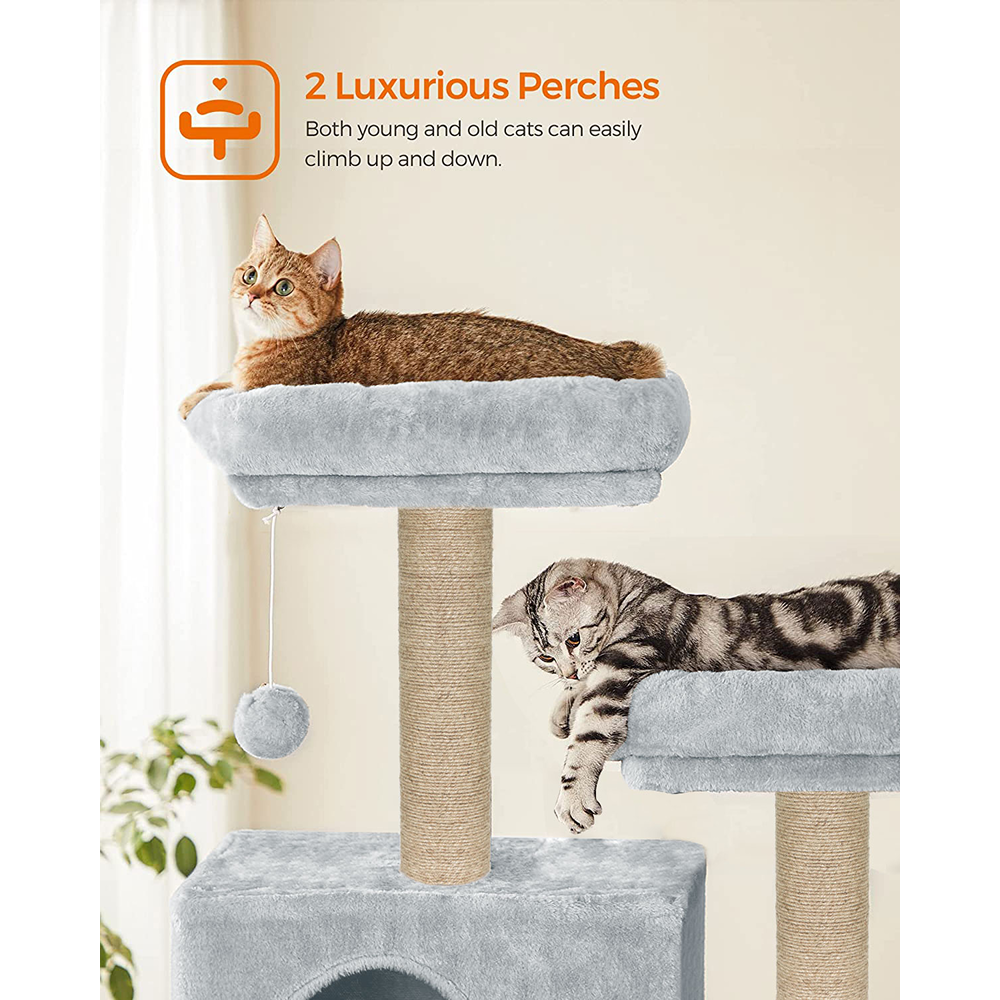 Furrlovers Multi Storey Cat Tree with Hammock, Condo & Sisal Scratching Posts (Grey) image 3