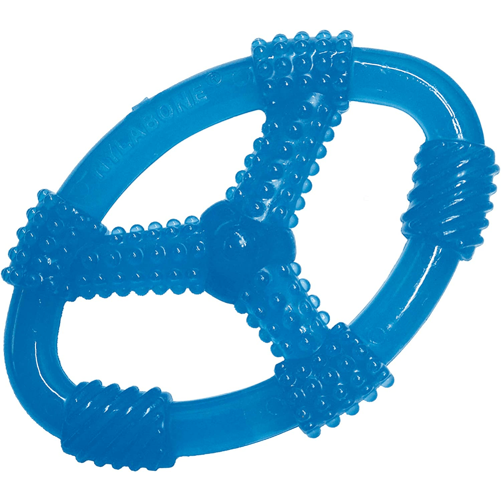 Nylabone Puppy Teething Peanut Butter Flavoured Chew Ring Toy for Dogs (Blue) image 2