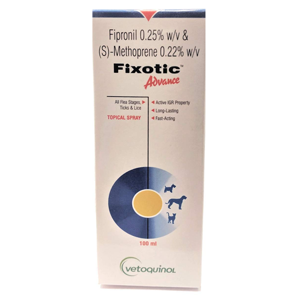 Vetoquinol Fixotic Advance (Fipronil) Tick and Flea Control Spray for Dogs & Cats (100ml) image 2