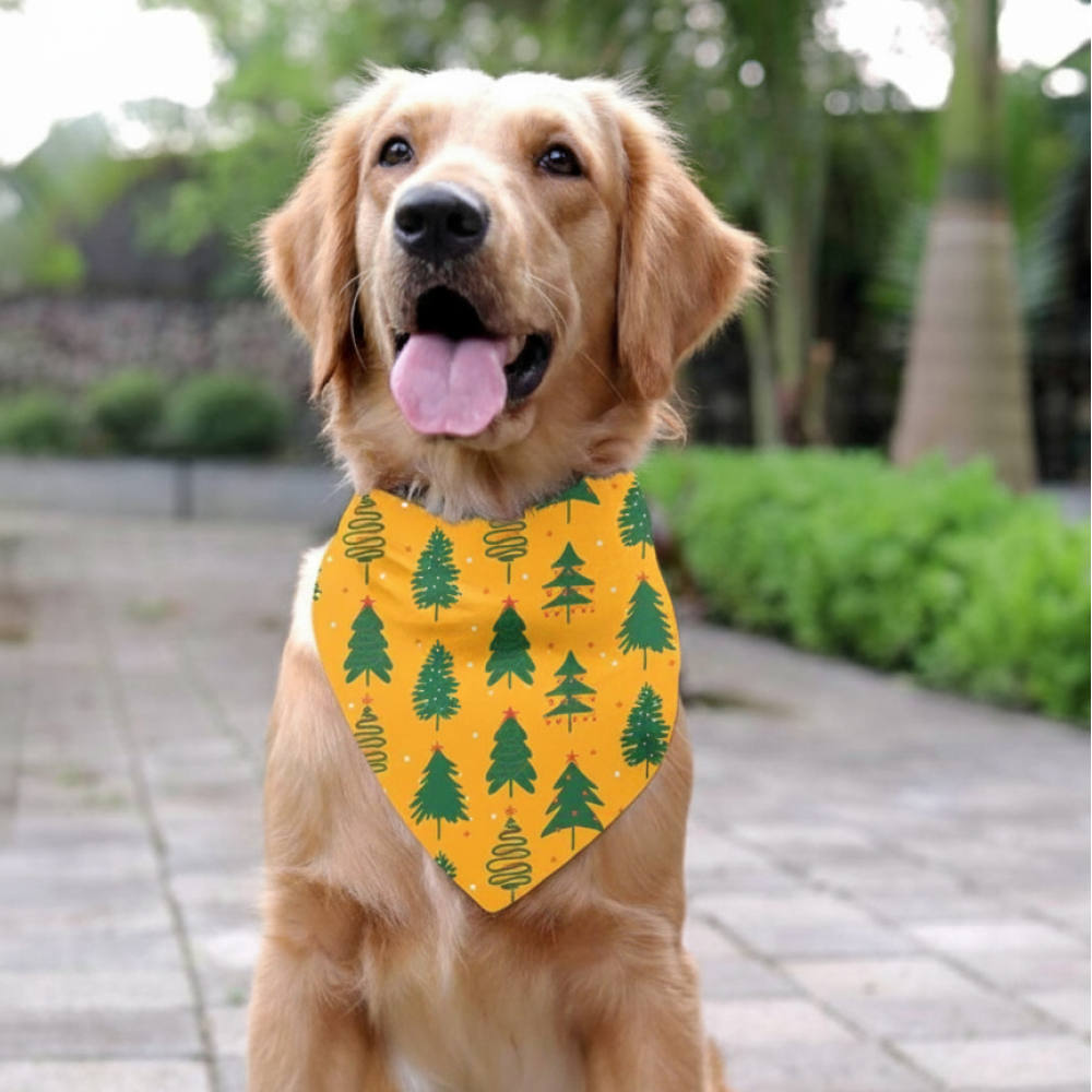 15Furries Pine Tree Bandana for Dogs and Cats (Mustard)