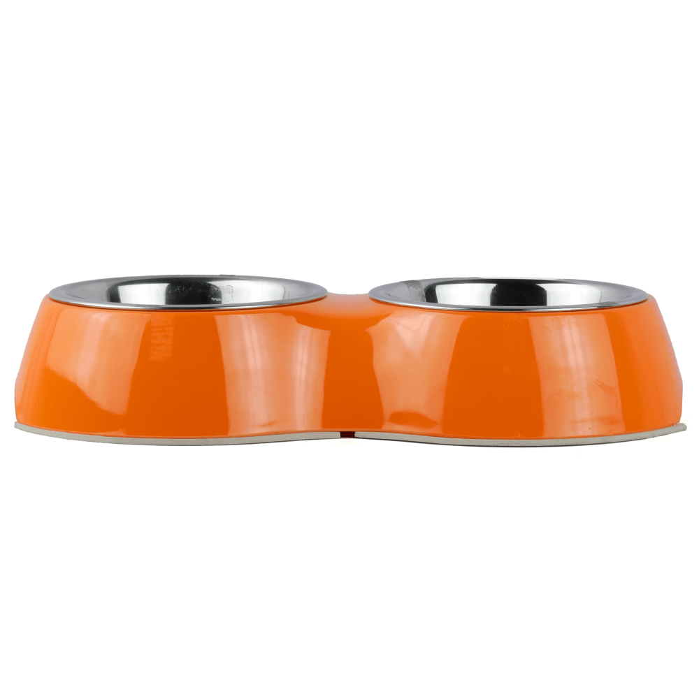 Basil Double Melamine Bowl Dinner Set for Dogs and Cats (Orange) image 5