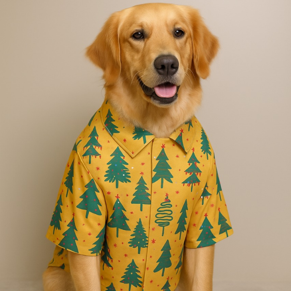 15 Furries Pine Tree Mendous Joy Shirt for Dogs (Mustard)