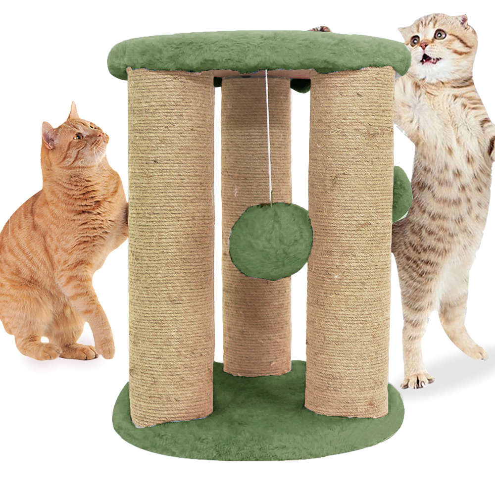 Furrlovers Natural Sisal & Scratching Post with Hanging Balls Playing Activity Tree for Cats (Green) image 5