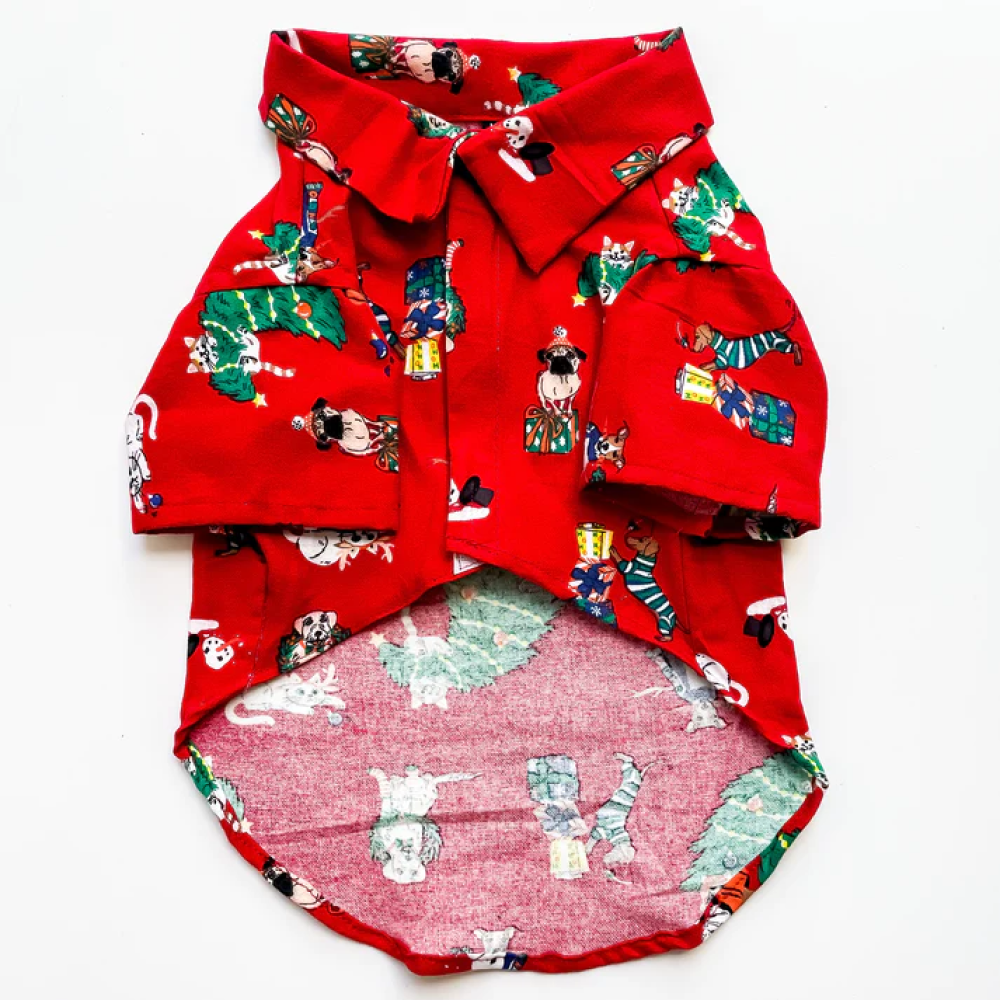Pawgypets Warm Winter Tree Shirt for Dogs and Cats (Red) image 3