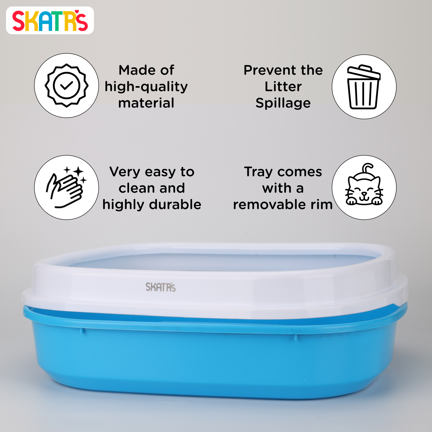Skatrs Litter Tray for Cats (Blue) image 5