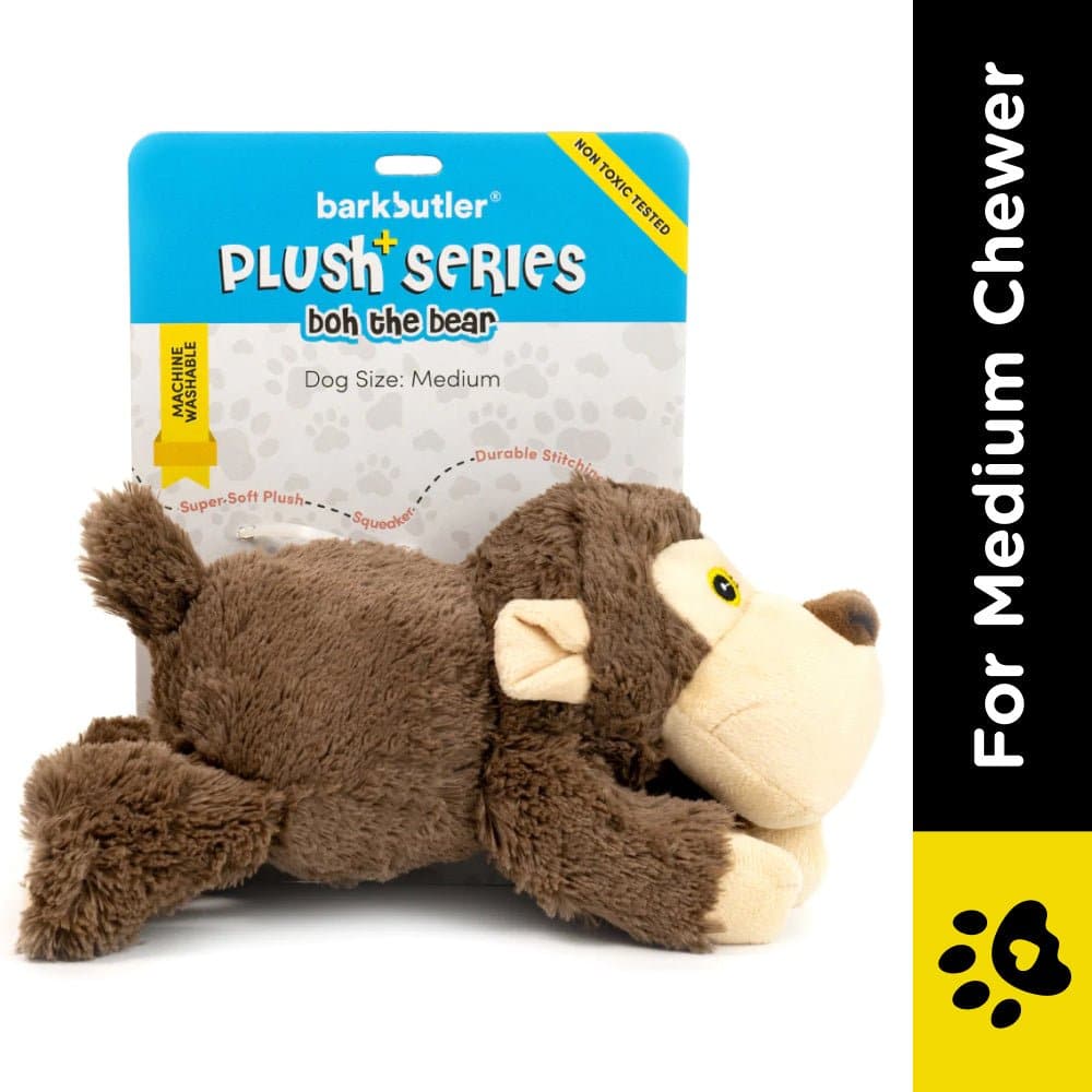 Barkbutler Boh The Bear Plush Toy for Dogs | For Medium Chewers (Brown) image 2