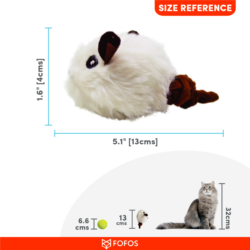 Barkbutler x Fofos Pull String & Sound Chip Mouse Shaped Electronic Toy for Cats (White) image 3