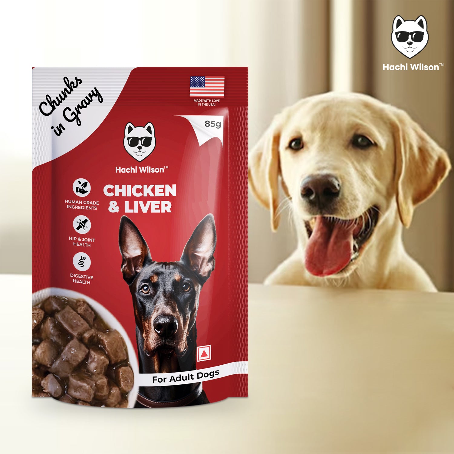 Hachi Wilson Premium Chicken & Liver with Chunks in Gravy Dog Wet Food image 6
