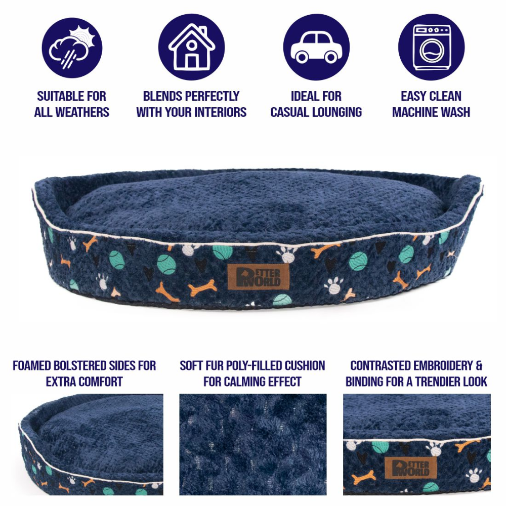 Petter World Soft Micro Fur Round Orthopedic Cuddler Bed with Removable Cushion Top for Dogs (Ensign Blue) image 5