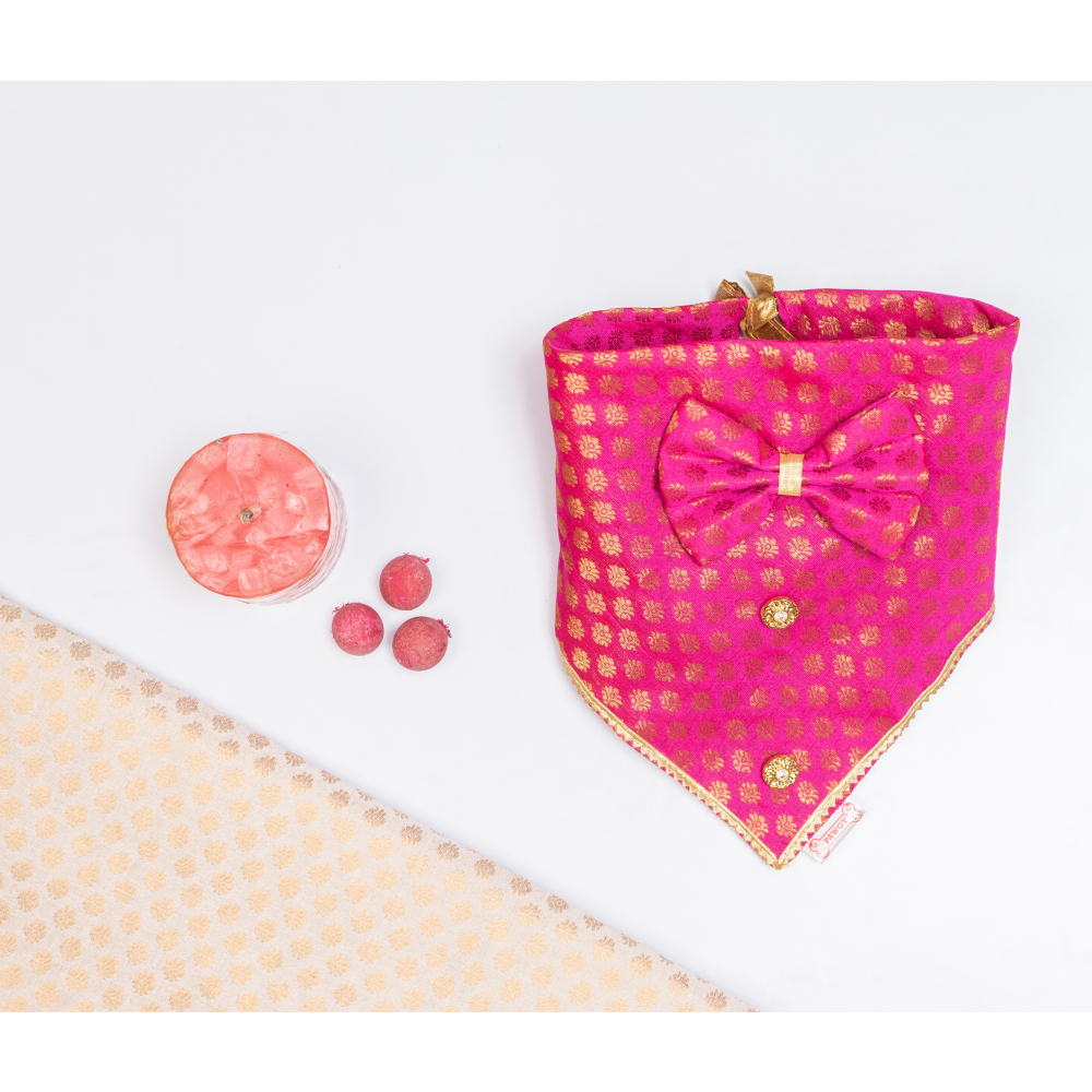 Pawgypets Occasion Wear Bow Bandana for Dogs and Cats (Pink) image 3