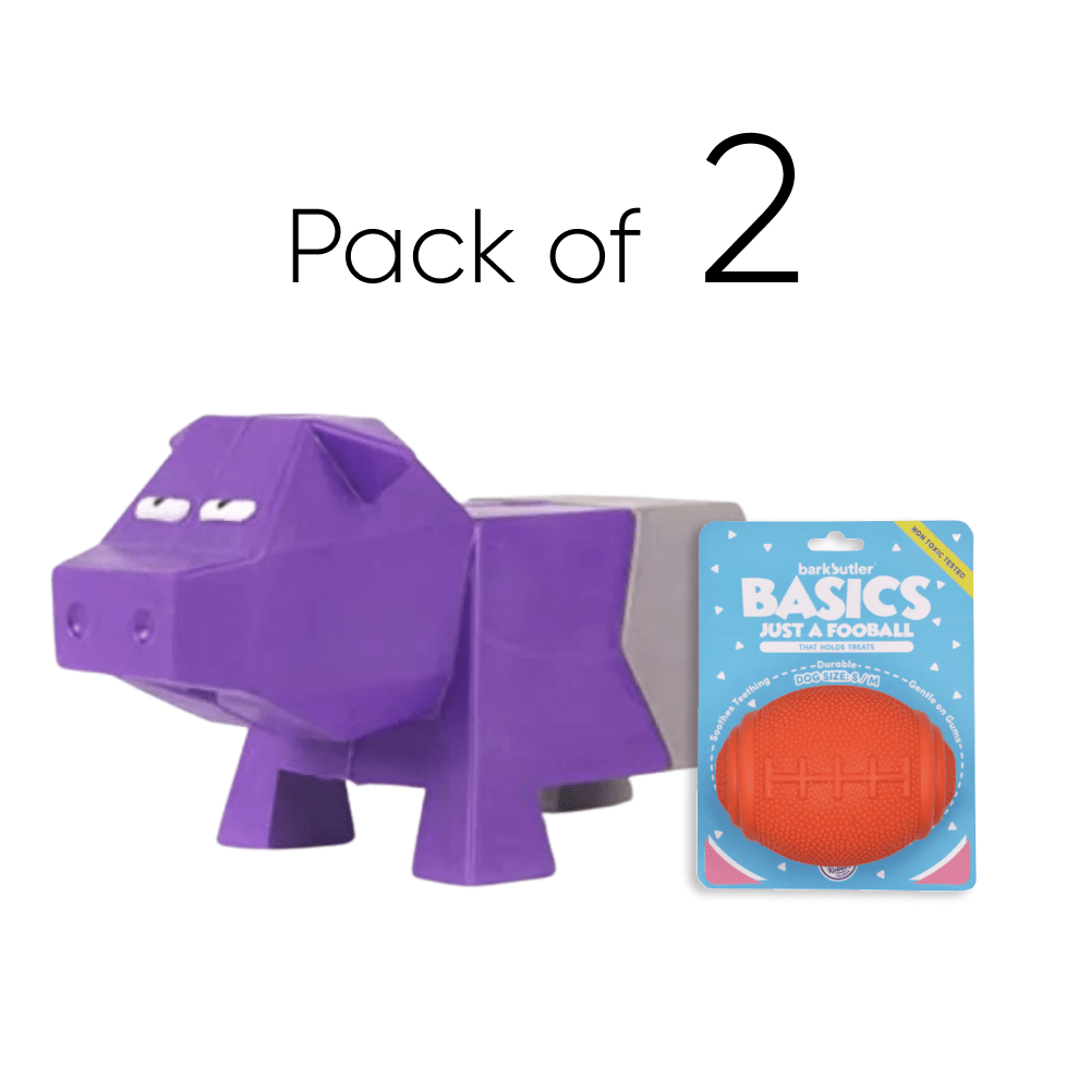 Barkbutler x Fofos Comic Farm Pig Toy & Football Chew Toy for Dogs (Pack of 2) image 3