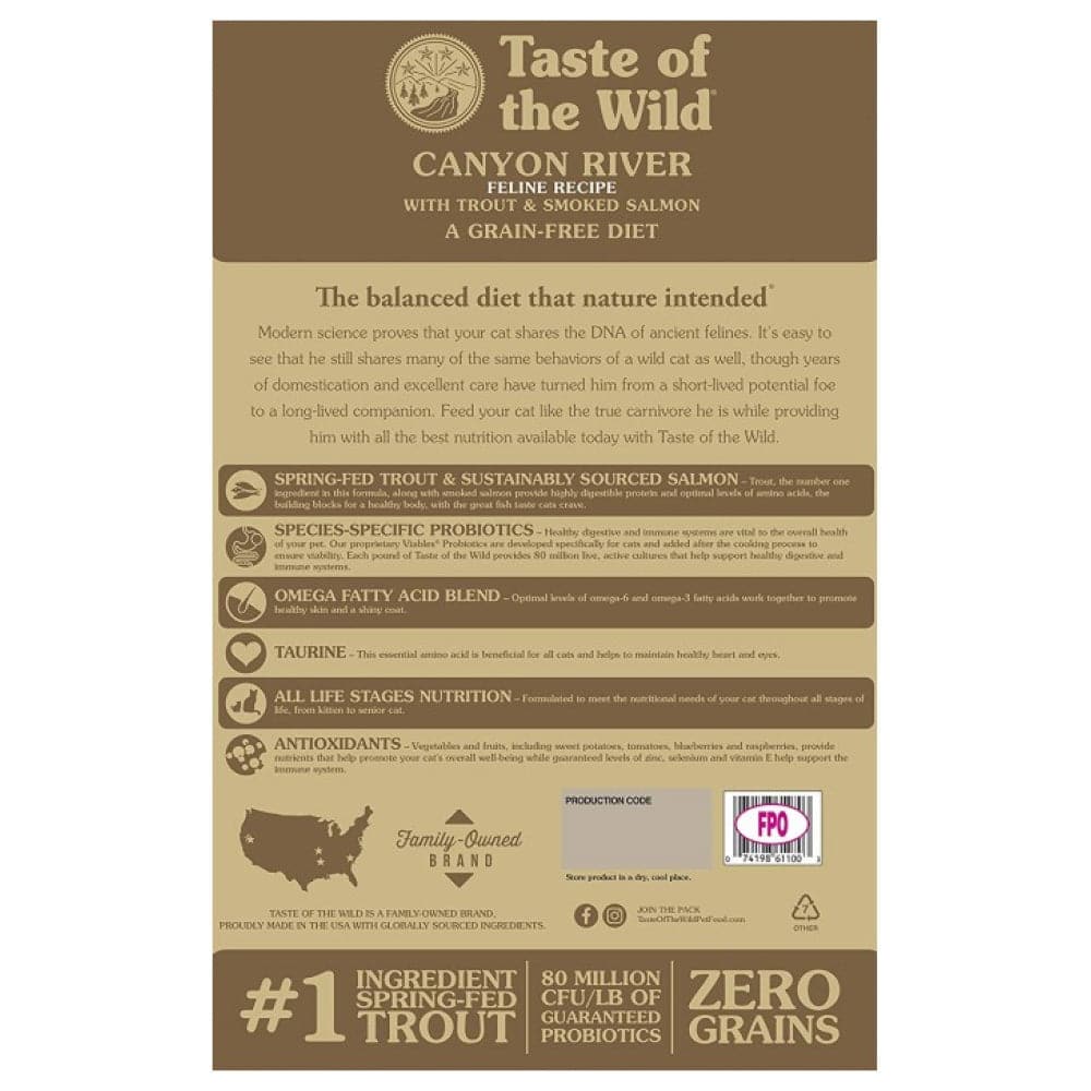 Taste of the Wild Canyon River Feline Recipe with Trout & Smoked Salmon Cat Dry Food | Grain Free Formula image 3