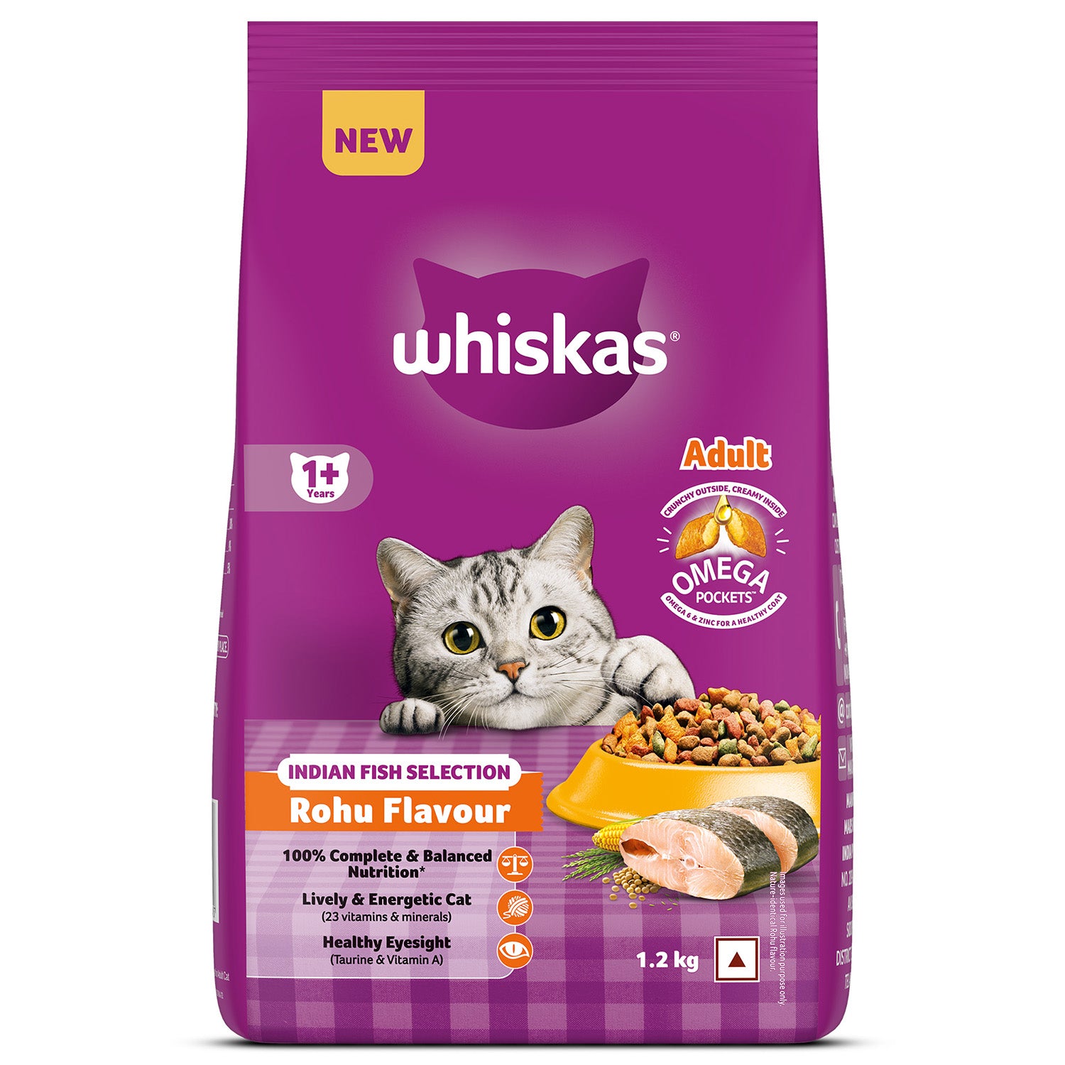 Whiskas Rohu Fish Flavour Adult Cat Dry Food image 2