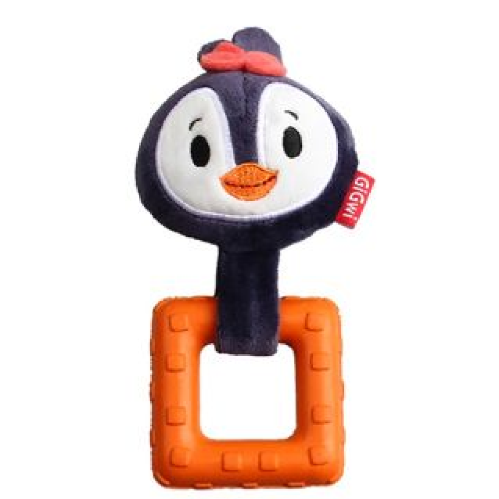 GiGwi Suppa Puppa Penguin Squeaker inside Plush TPR Toy for Dogs image 1