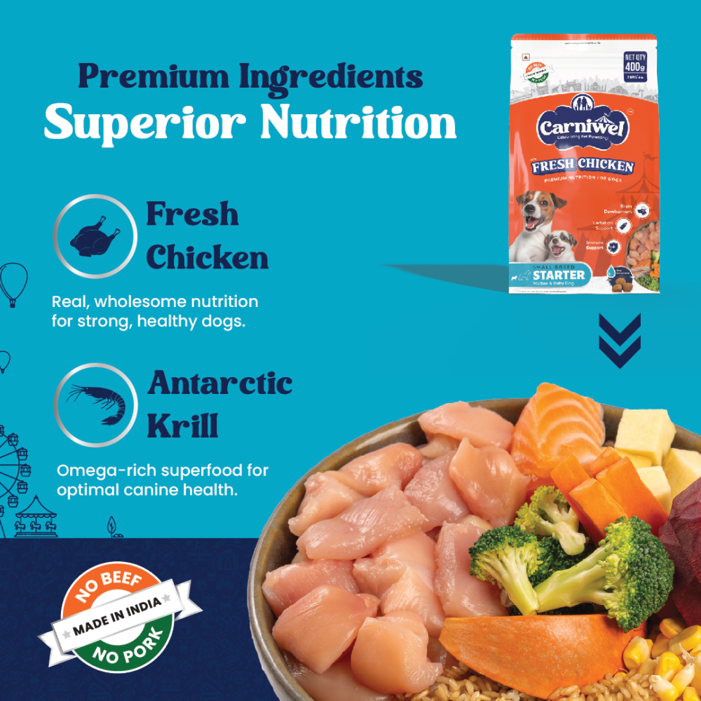 Carniwel Fresh Chicken Kibble Starter For Small Breed Mother & Baby Dog Dry Food image 2