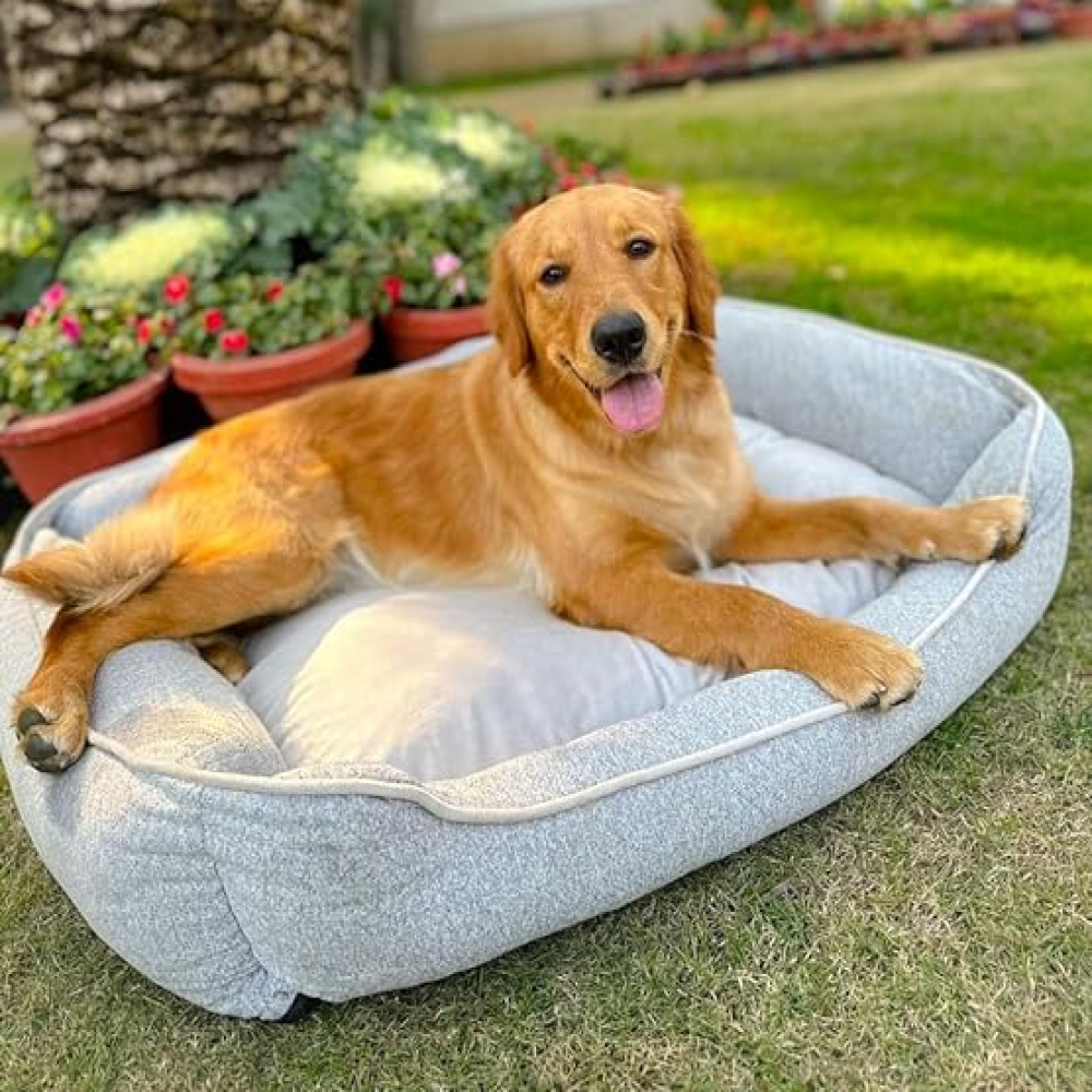 Pawpourri Ultra Soft Bolster Chevron Cuddler Bed for Dogs and Cats (Grey) image 4