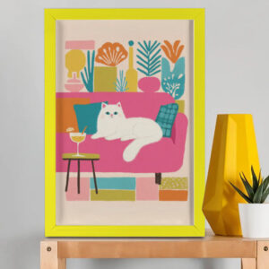 EverythingBoho The Cool Persian Cat Wall Art (Yellow)