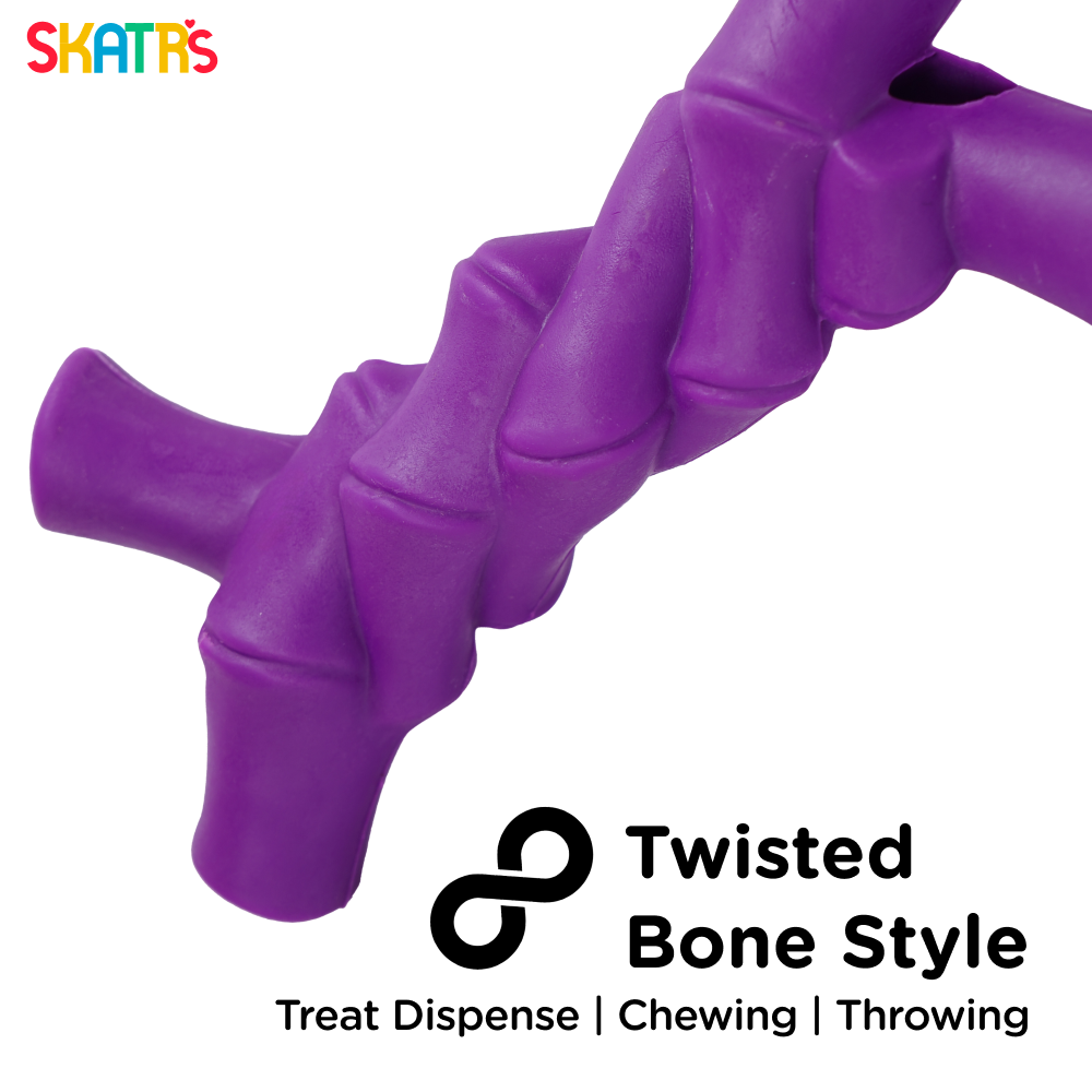 Skatrs Rubber Twisted Bone Toy for Dogs (Purple) image 3