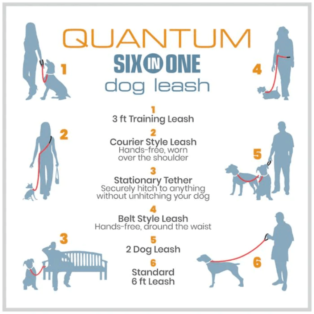 Kurgo Quantum 6 in 1 Dog Reflective Leash (Coastal Blue) image 2